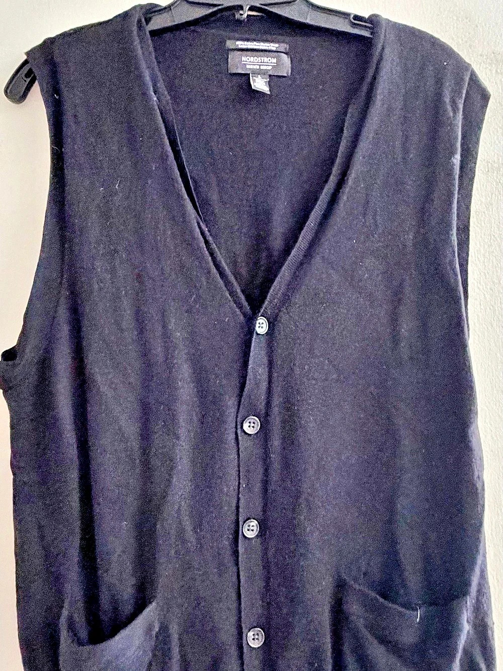 Nordstrom Men's Shop Black Button-Front Vest Large